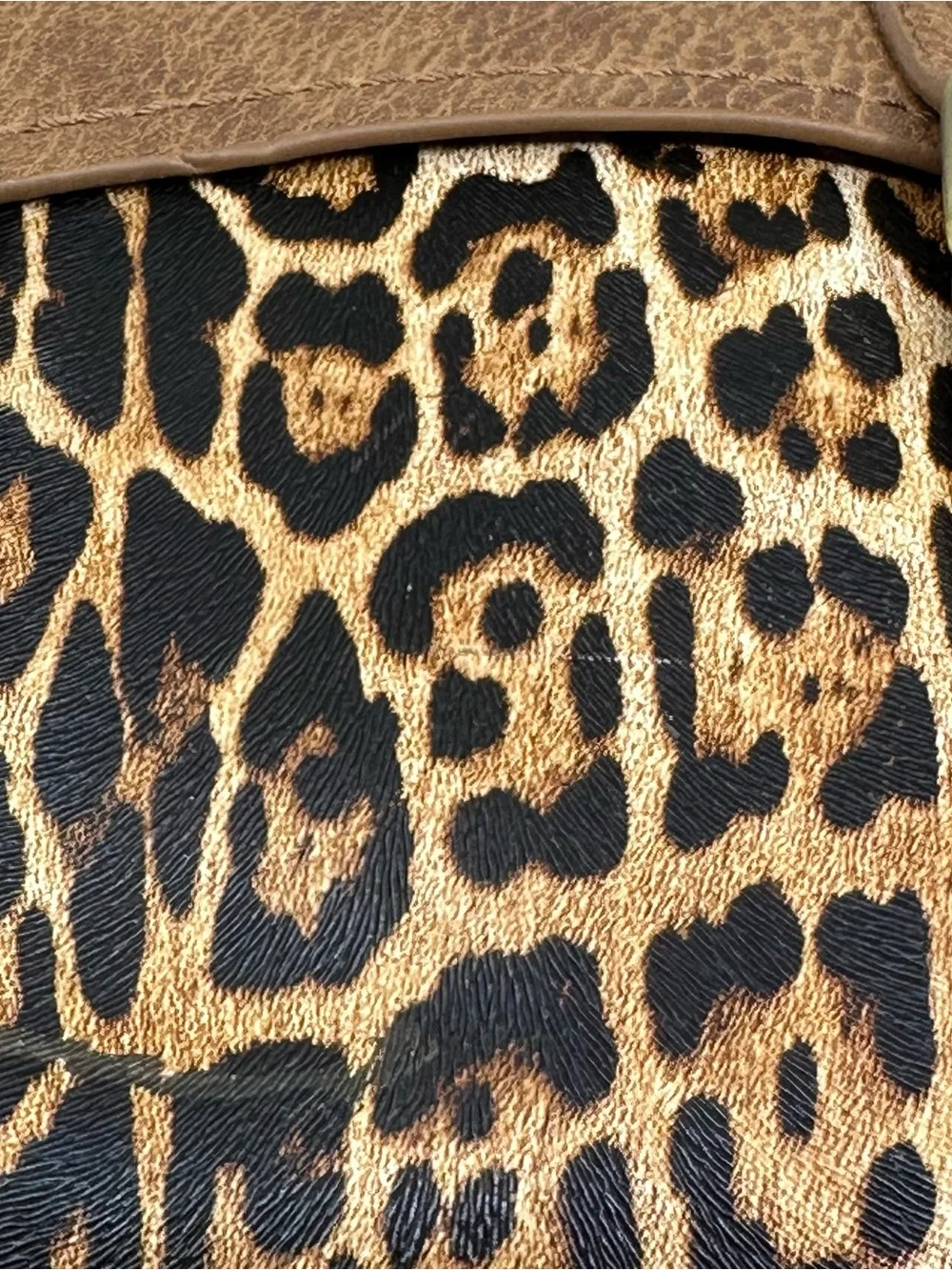 Brown Leopard Print Mini Backpack with Monogram Accent